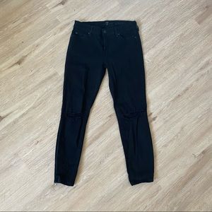 7 For All Mankind Skinny Black Distressed Jeans 27